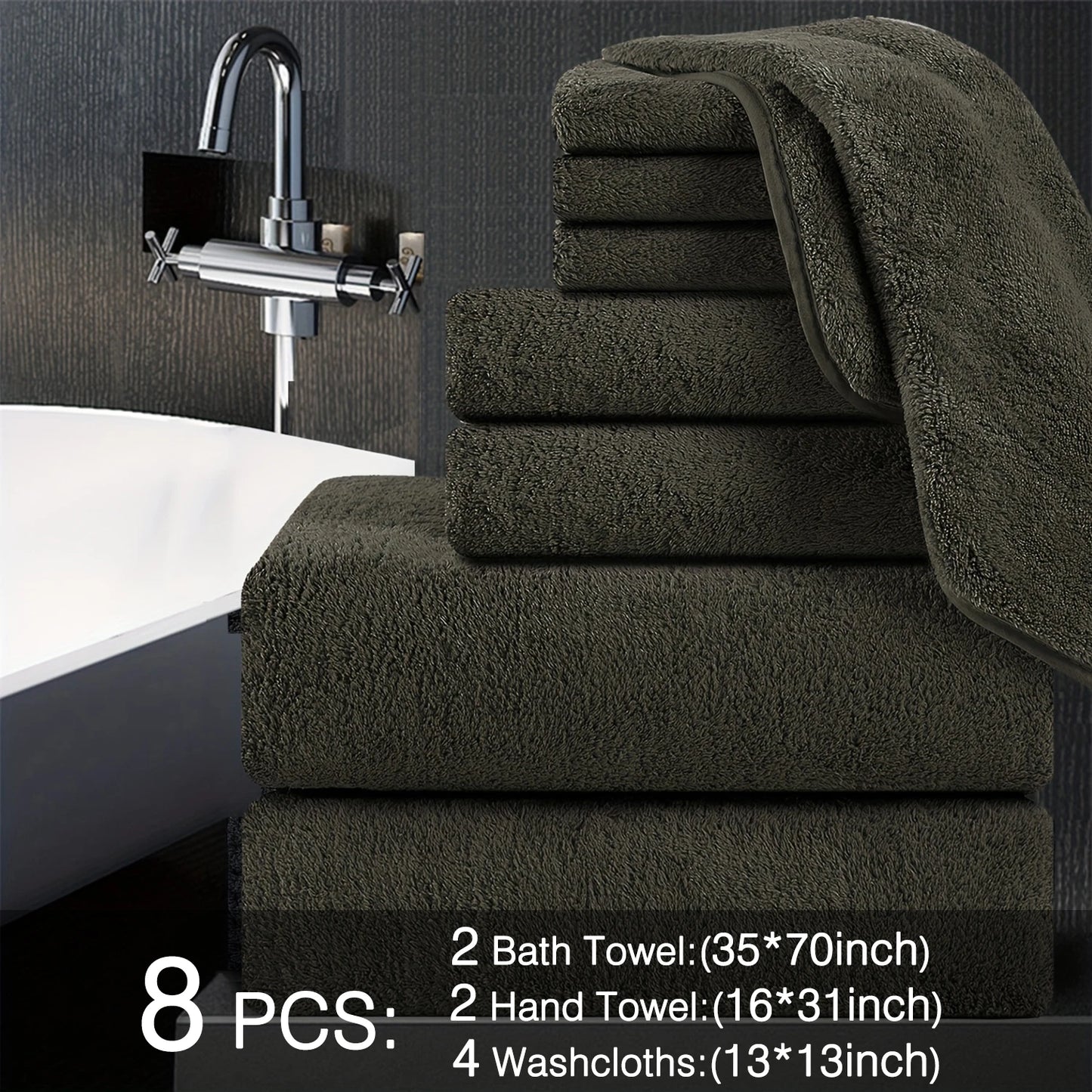 Belista Bath Towels Set 100 Percent Polyester Absorbent Machine Washable