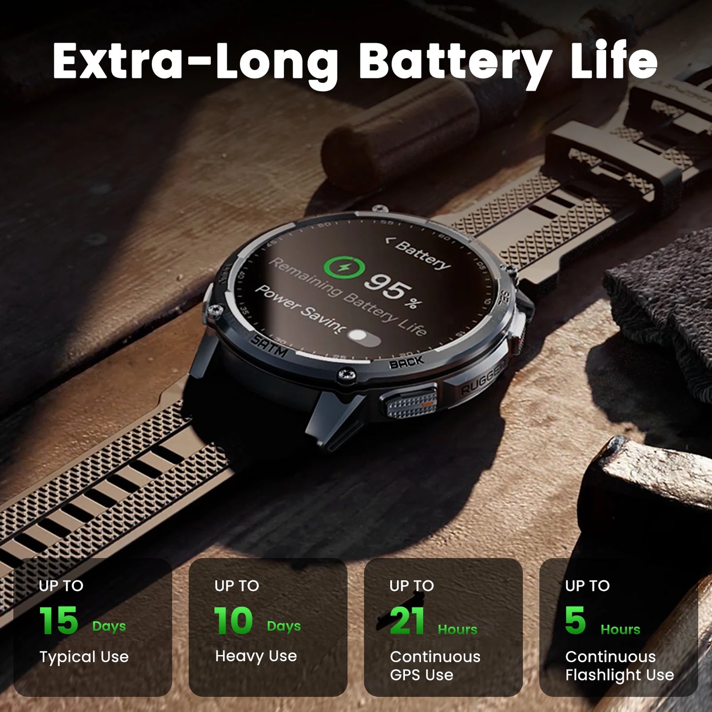Kospe Tank T4C Smartwatch Men's Outdoor Rugged Dual-Band GPS Waterproof