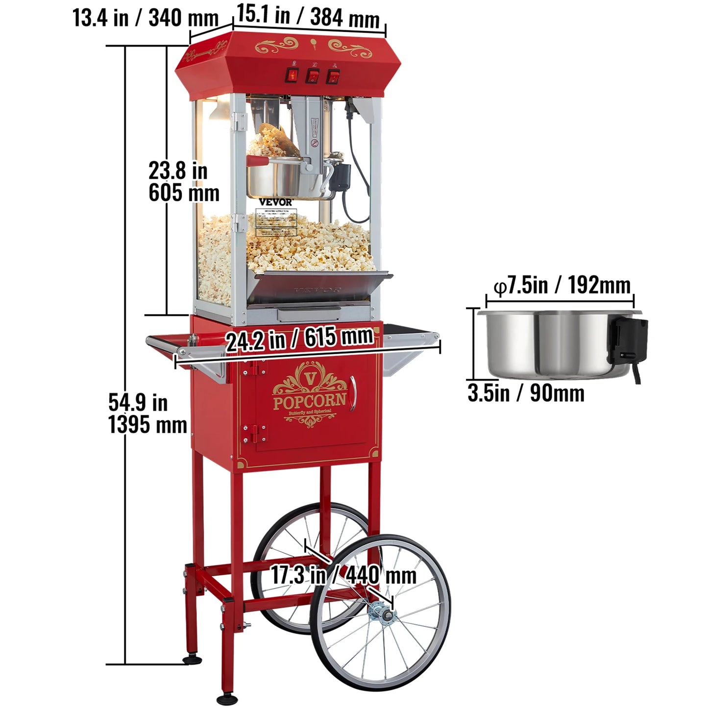 SucceBuy Electric Popcorn Maker Commercial Popper Machine 500W