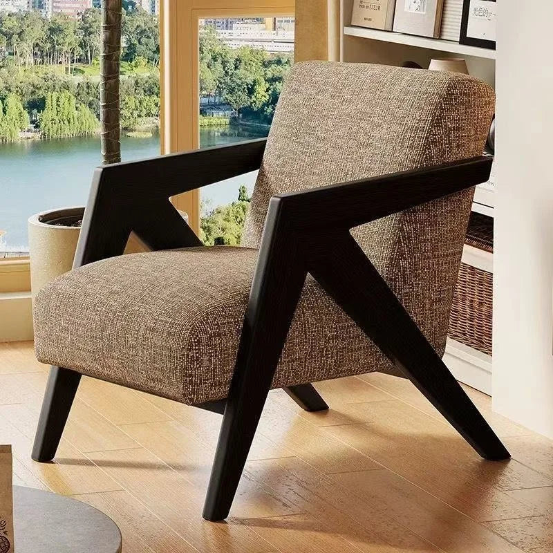 Wooden Frame Fabric Armchair Single Seat Lounge Chair