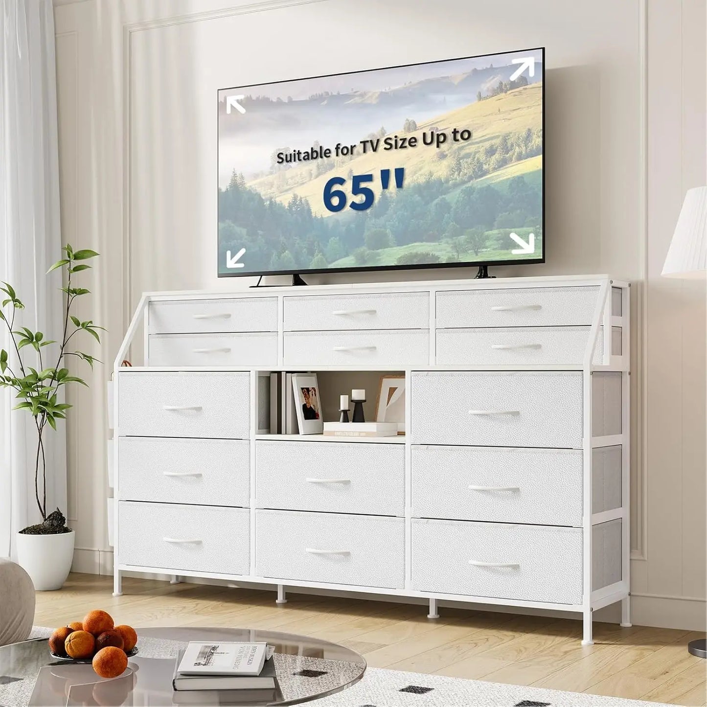 TWISTER.CK 14 Drawer Dresser With Wooden Top Fabric Chest Bedroom