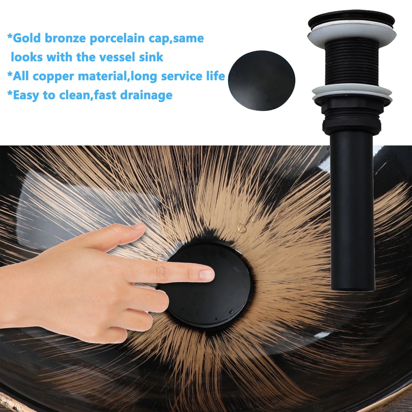 Mekhala Oval Vessel Sink With Faucet Marble Pattern Ceramic Vessel Sink
