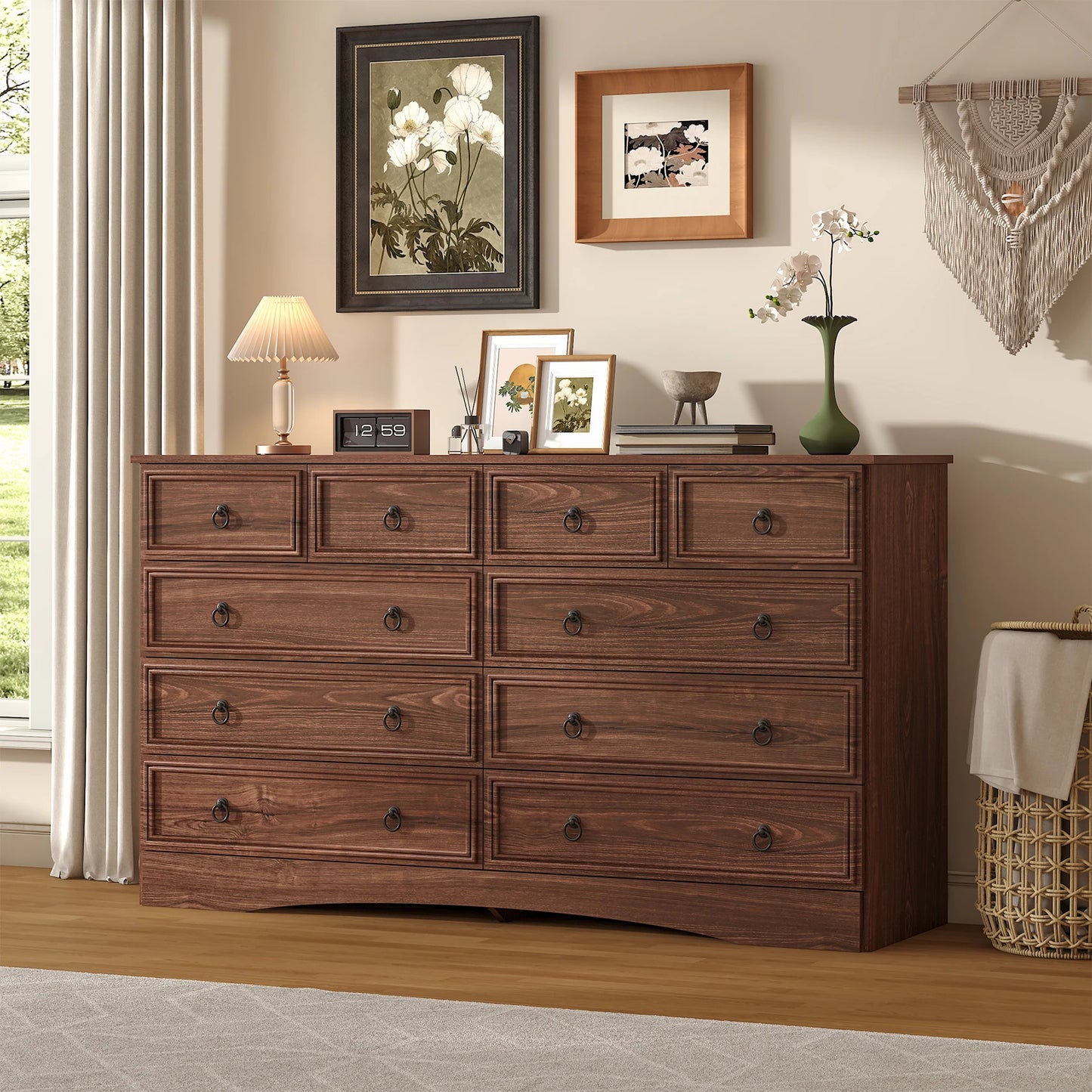 BIGBIGLIFE Mid Century Modern Wood Dresser Storage Chest Bedroom