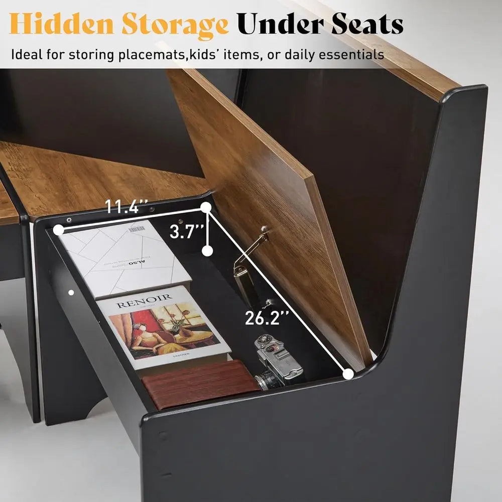 Compact Breakfast Nook With L Shaped Bench And Storage