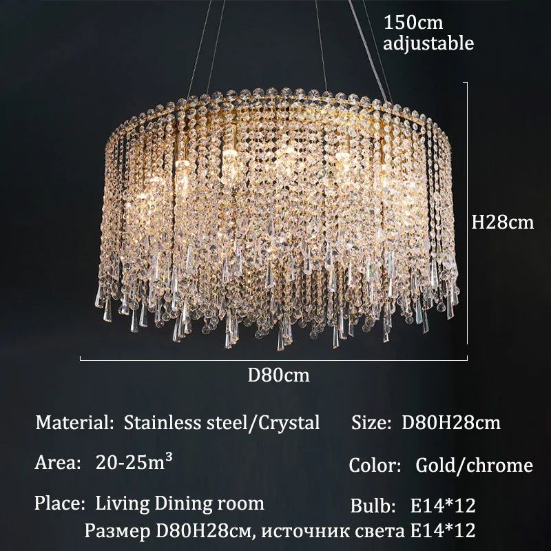KUALOOL Luxury Crystal Chandeliers for Living Room and Dining