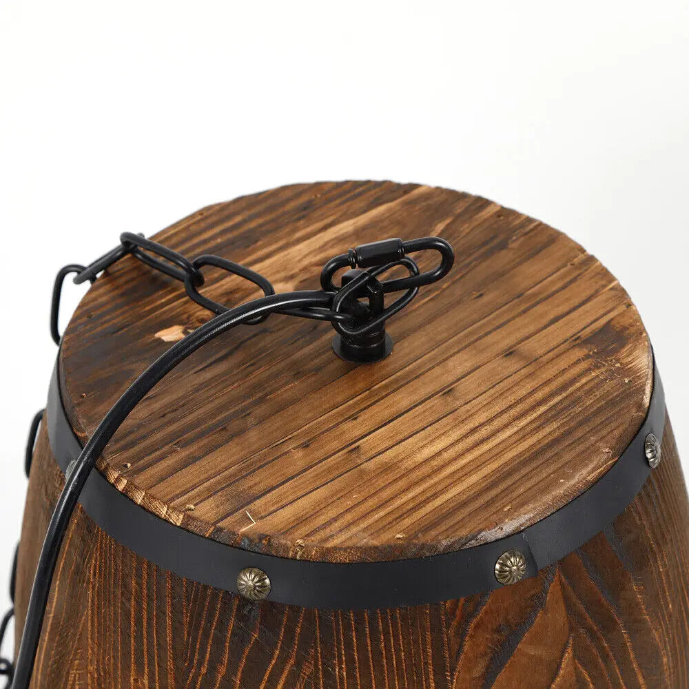 Vintage Wine Barrel Pendant Light Wood Rustic Ceiling Lamp