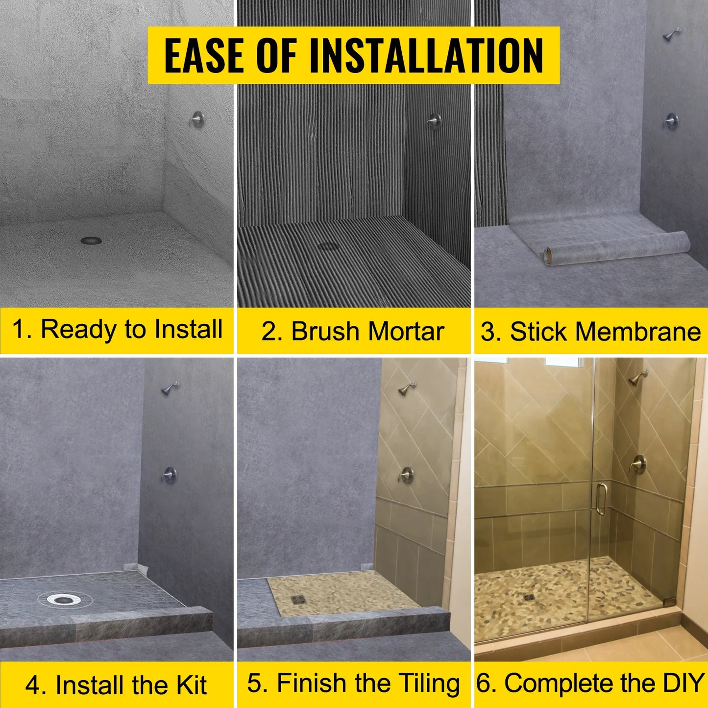 Waterproofing Shower Kit With Offset Drain Stainless Steel Grate