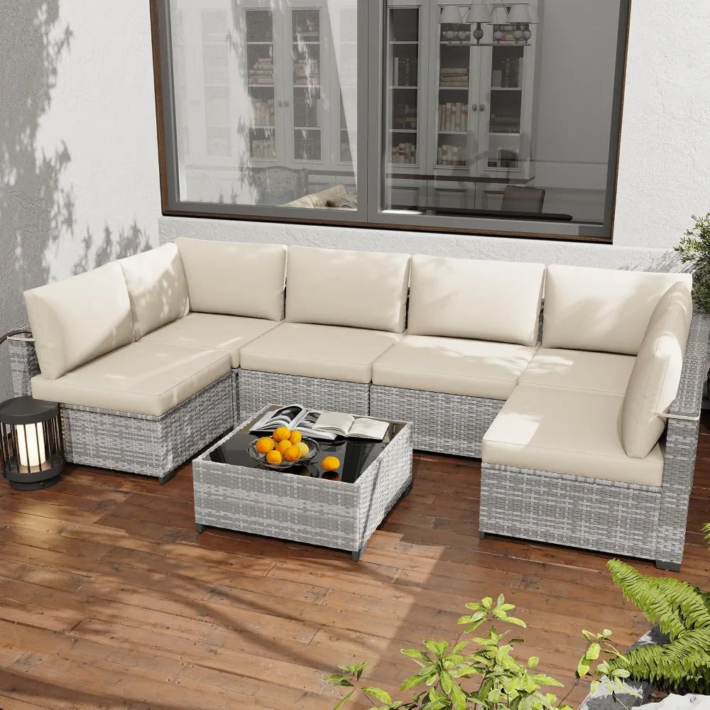 All Weather PE Rattan Modular Outdoor Patio Conversation Set