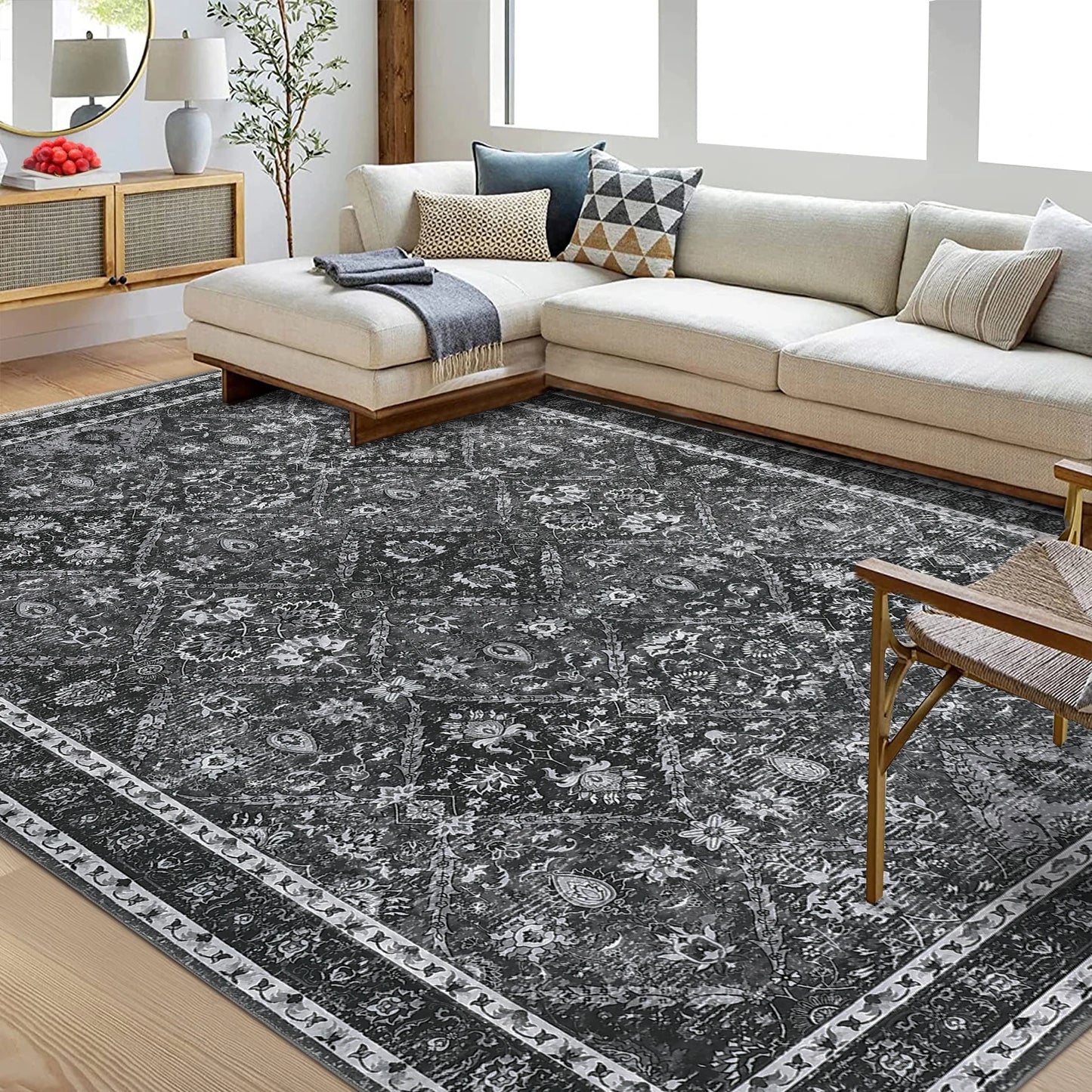 Machine Washable Non Slip Moroccan Trellis Rug For Living Room