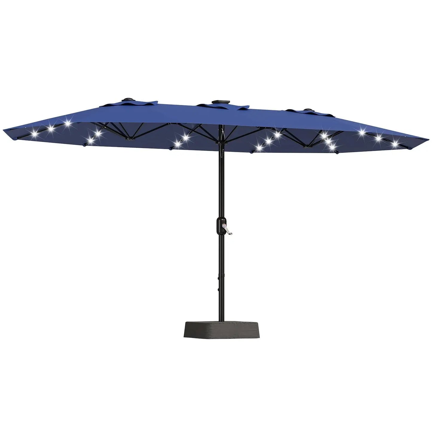 HiMISS Outdoor Patio Umbrella With Solar LED Lights And Base