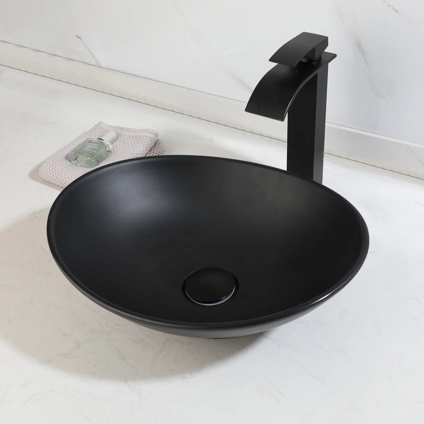 SINLAKU Oval Vessel Sink Basin With Faucet Combo Kit