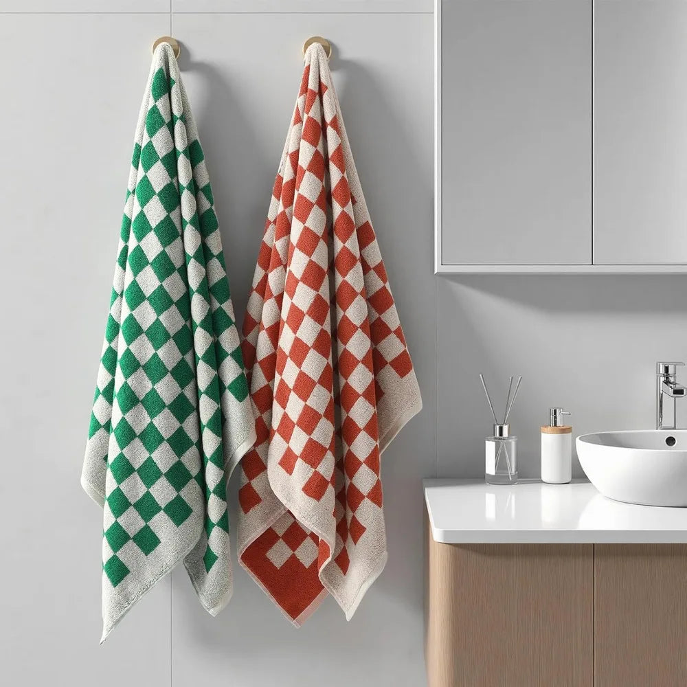 Cotton Bath Towels Set 4 Piece Solid Pattern Highly Absorbent