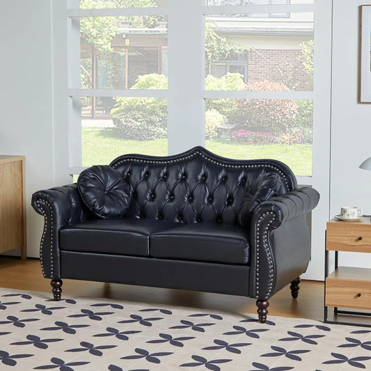 OEING Mid-Century Modern Two-Seater Loveseat With Deep Button Tufting