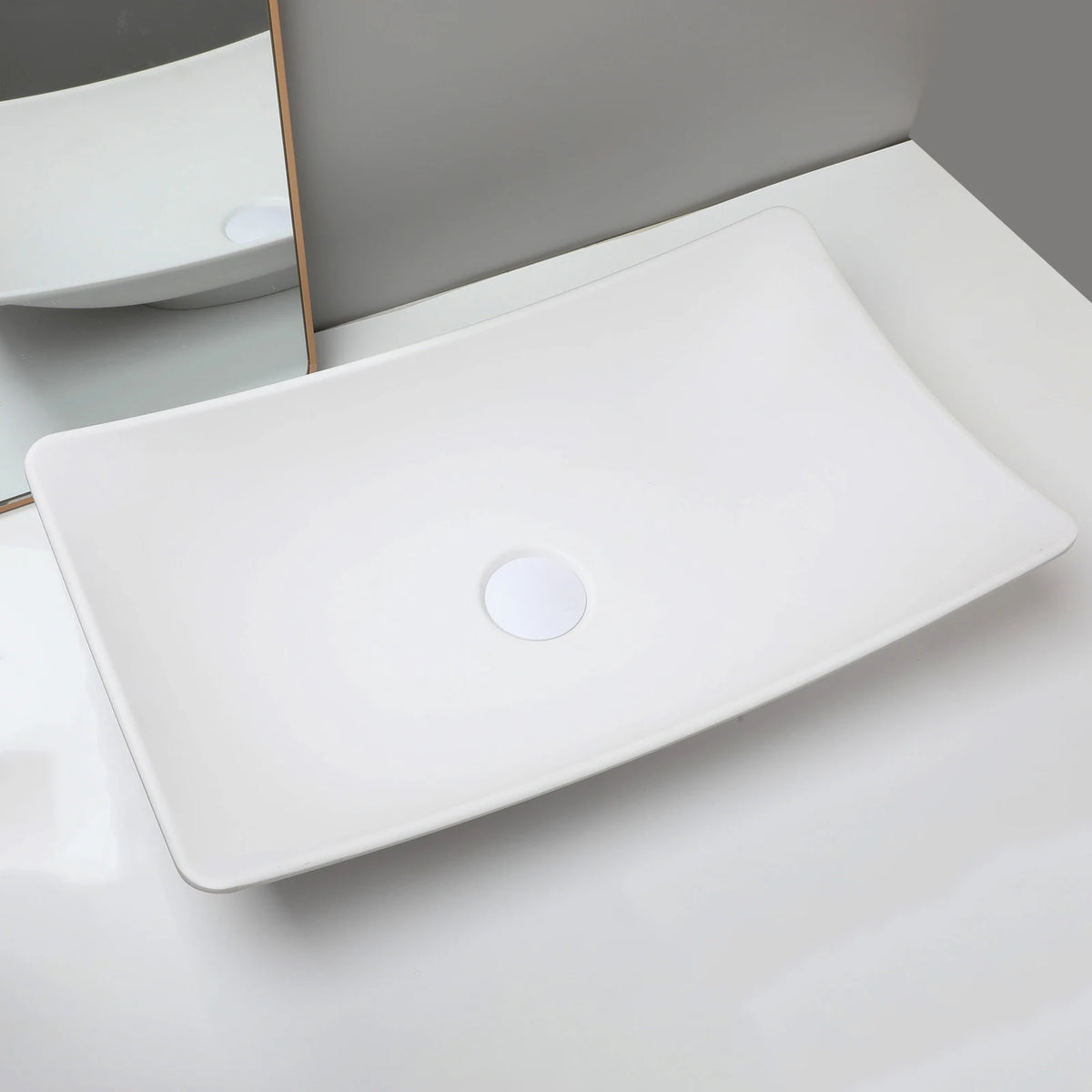 Mekkhala Rectangular Stone Resin Vessel Bathroom Sink