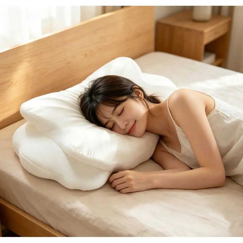 Cervical Neck Pillow With Memory Foam For Side Back And Stomach Sleepers
