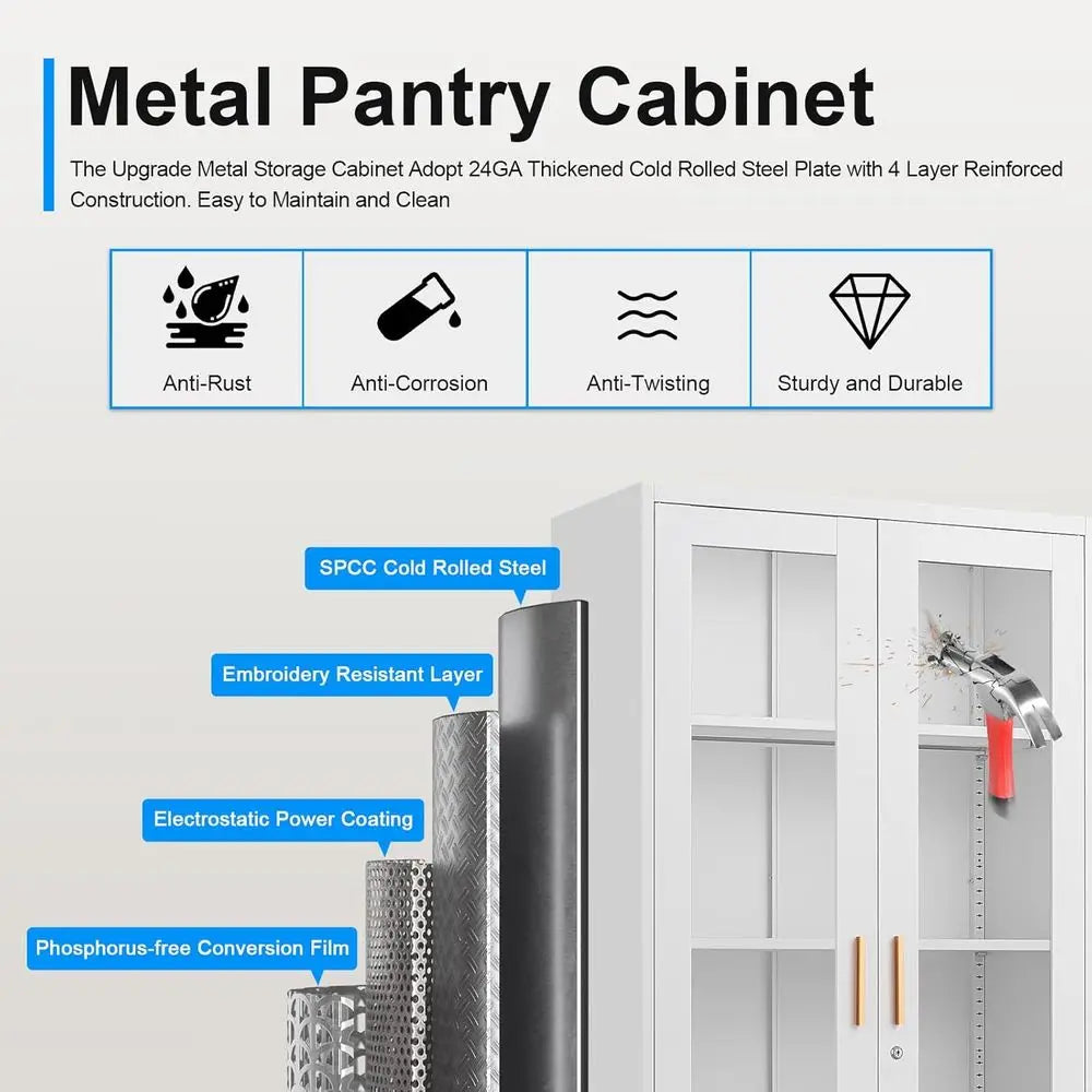 Metal And Glass Curio Cabinet With Lock