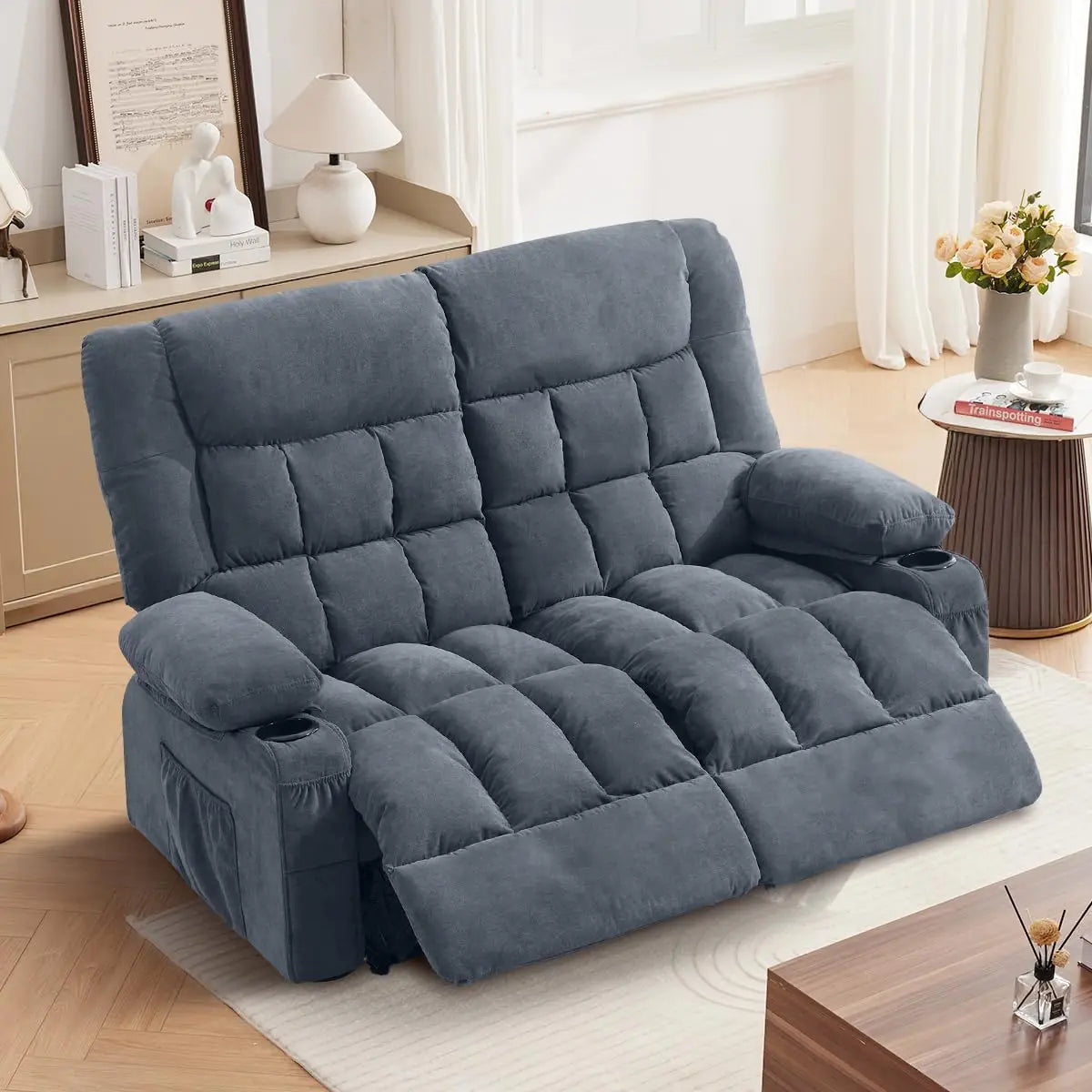 Guangbai Recliner Loveseat With Cup Holders Ergonomic Manual