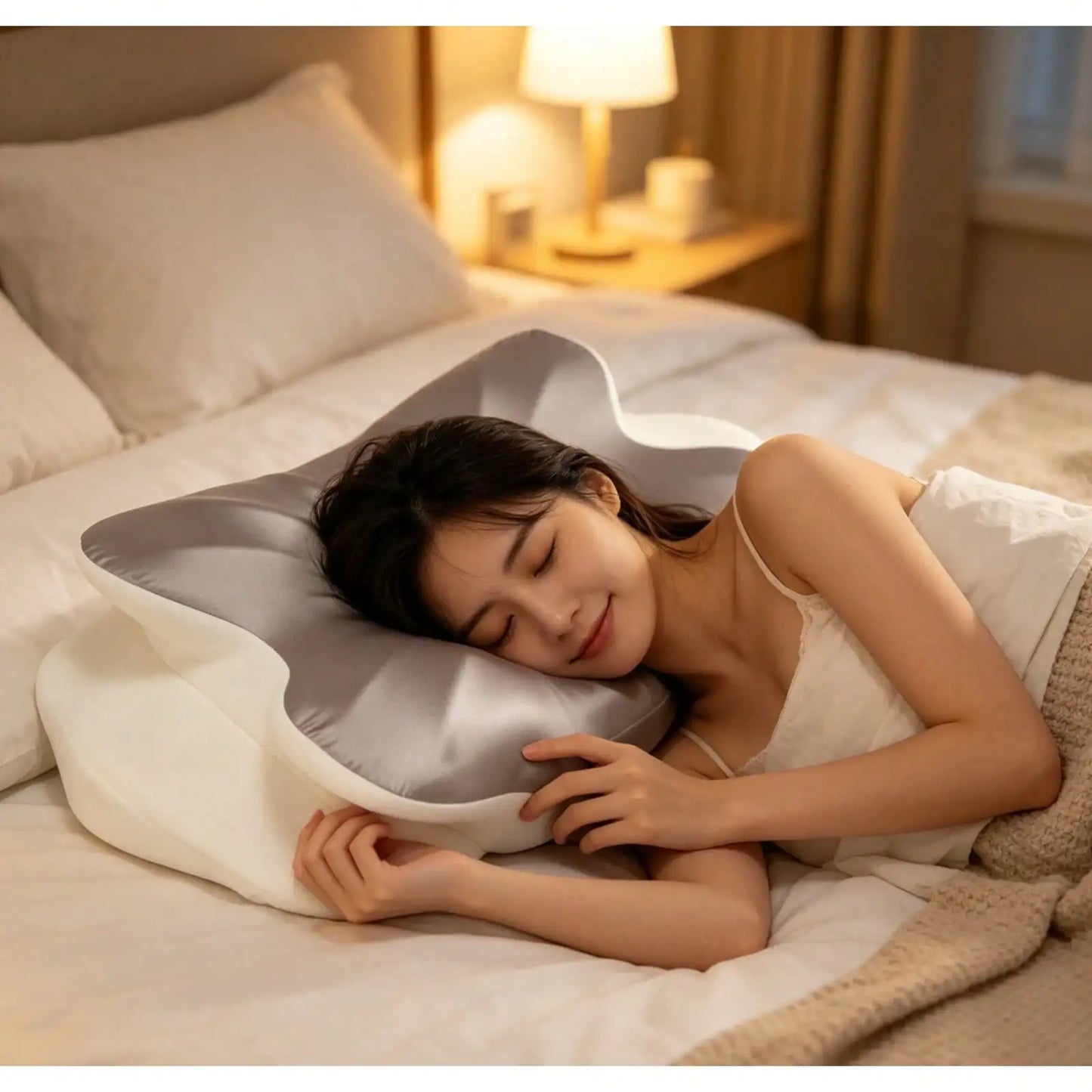 Cervical Neck Pillow With Memory Foam For Side Back And Stomach Sleepers