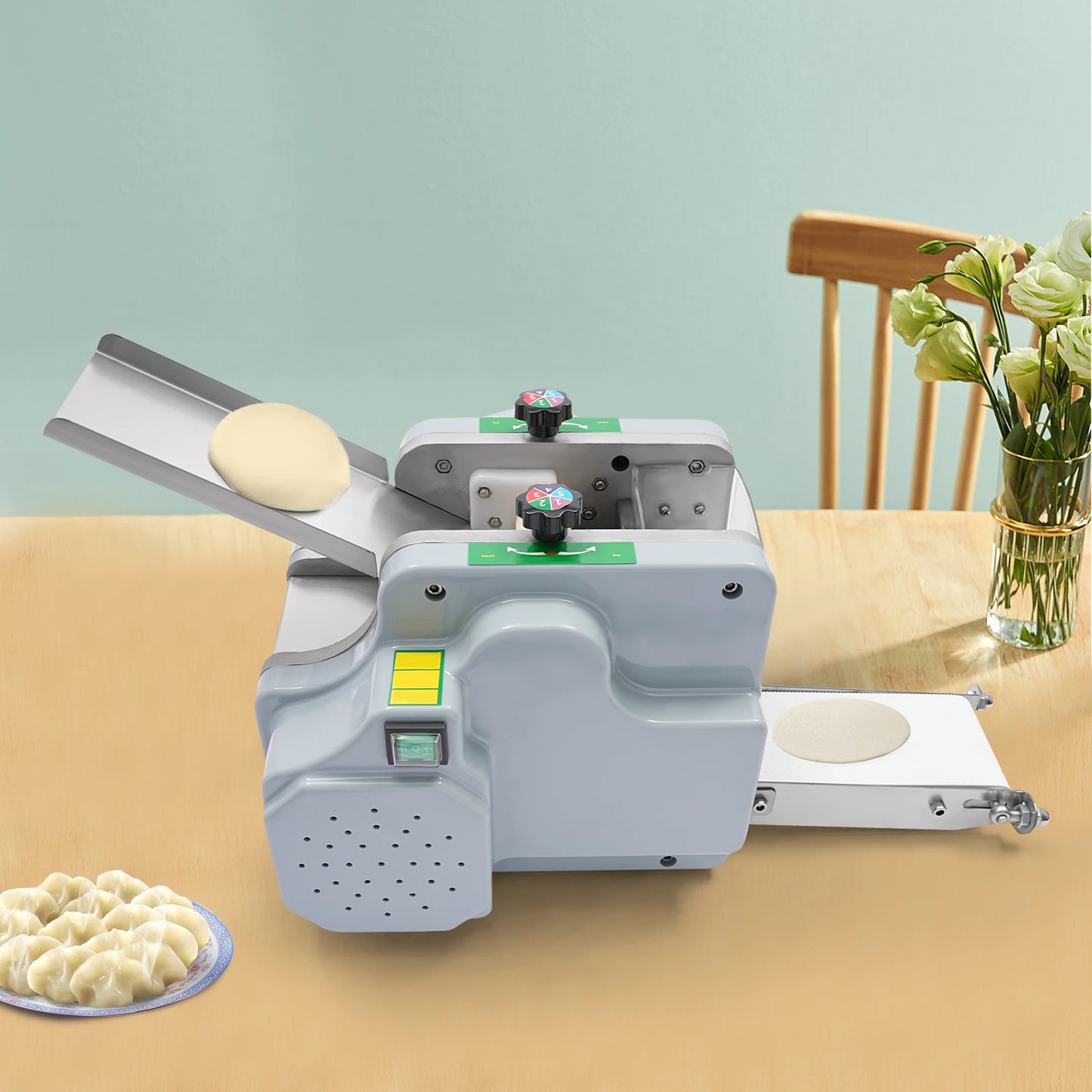 Automatic Dumpling Wrapper Maker Electric Dough Roller 140W 110V