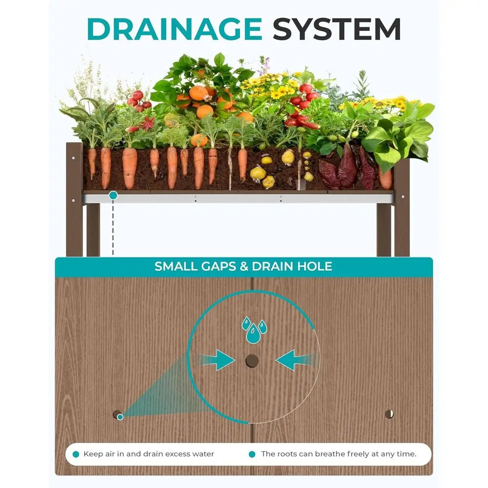 Elevated Garden Bed Set With 2 Large HDPE Planter Boxes