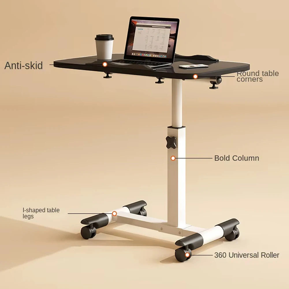 TWISTER.CK Overbed Table Adjustable Height Tilting Desktop Bedside Desk Wheels