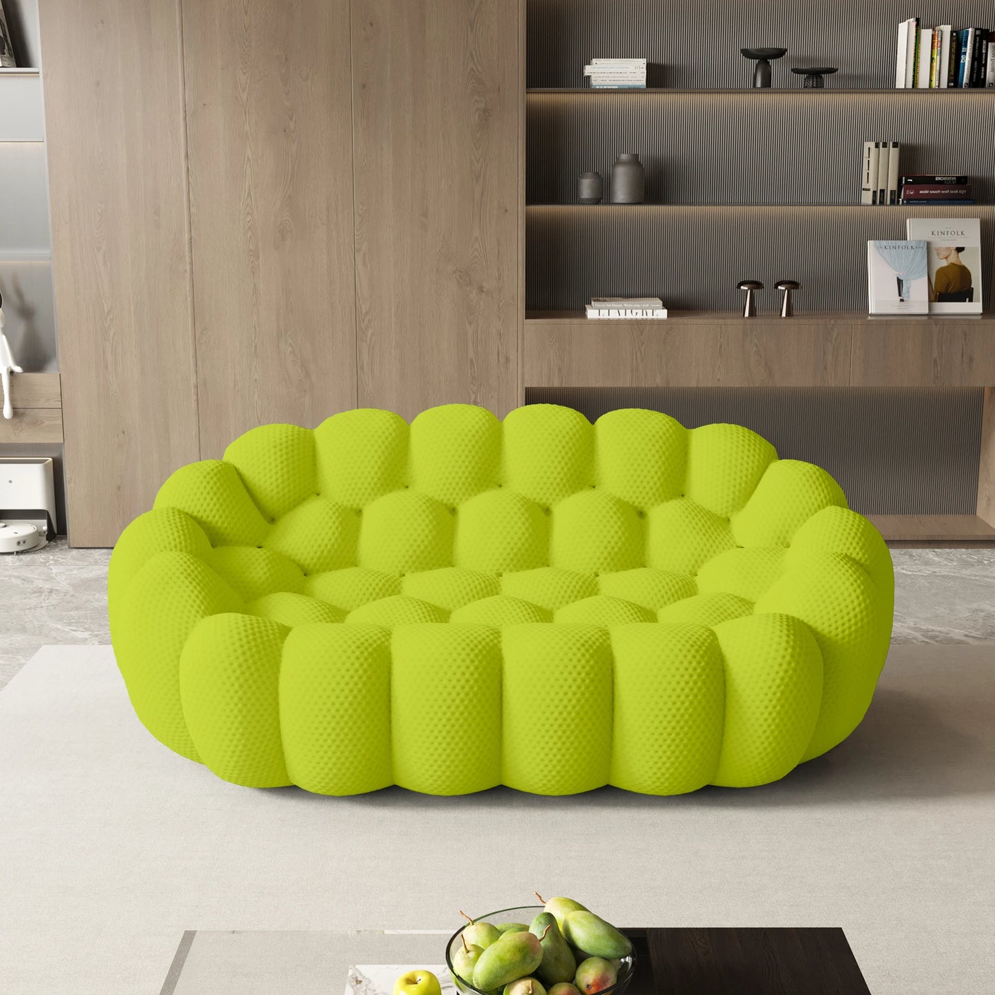 Sdorens Modern Curved Boneless 3D Knitted Fabric Loveseat Sofa