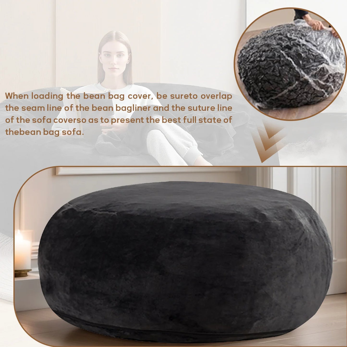 Memory Foam Bean Bag Chair With Soft Microfiber Cover
