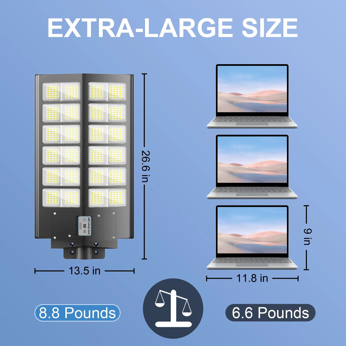 6000W Solar Street Lights 2-Pack With Motion Sensor And Remote