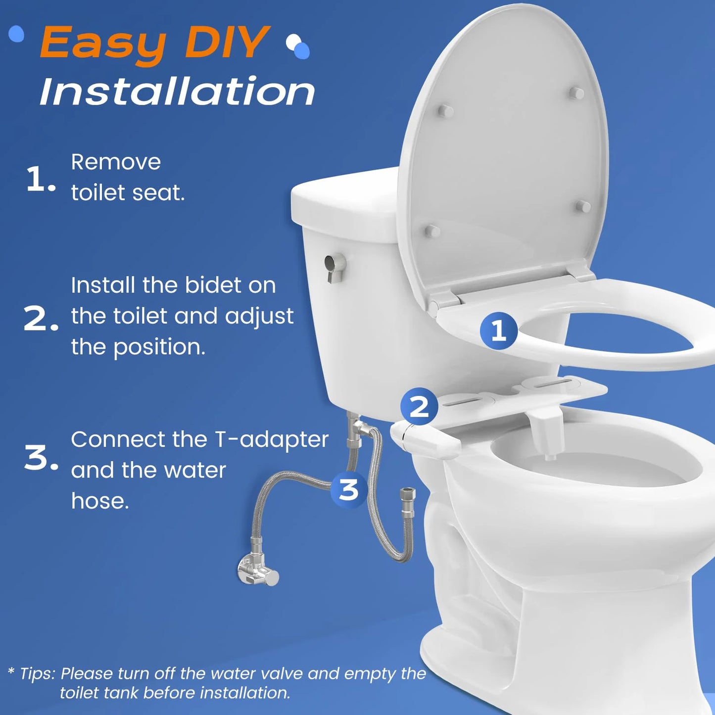 Ultra Slim Bidet Attachment For Toilet Dual Nozzle Self Cleaning