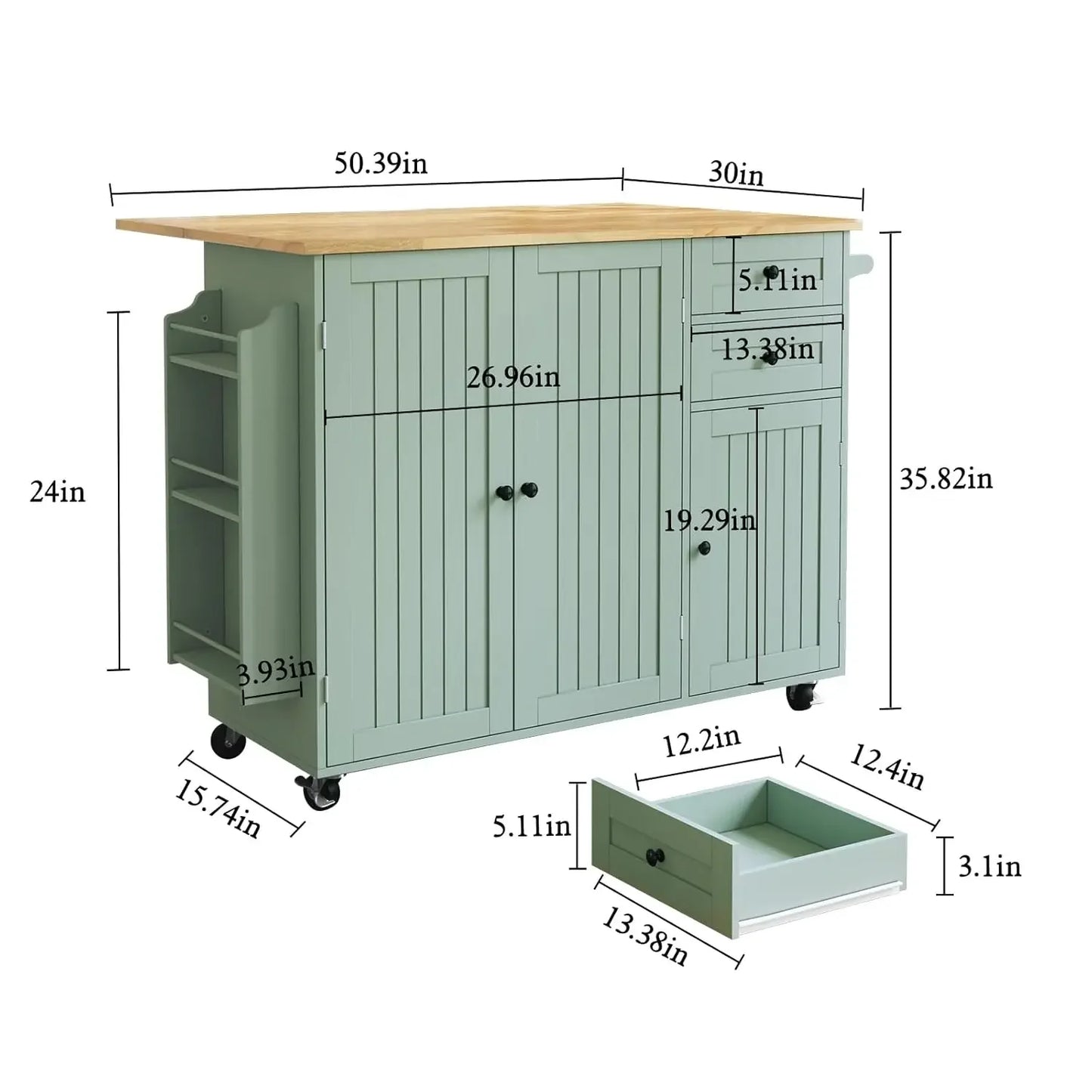Kitchen Island With Storage Rolling Cart Drop Leaf Bar Countertop