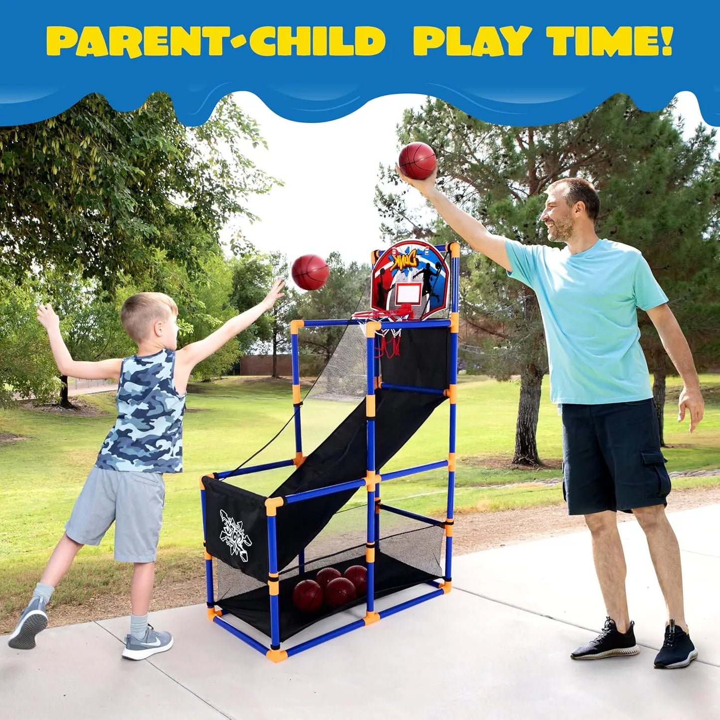 Joyfy Kids Arcade Basketball Game Set With Hoop And 4 Balls