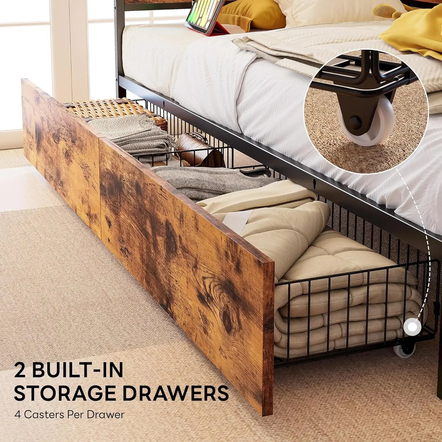 Folded Twin Daybed With Storage Drawers And Charging Station