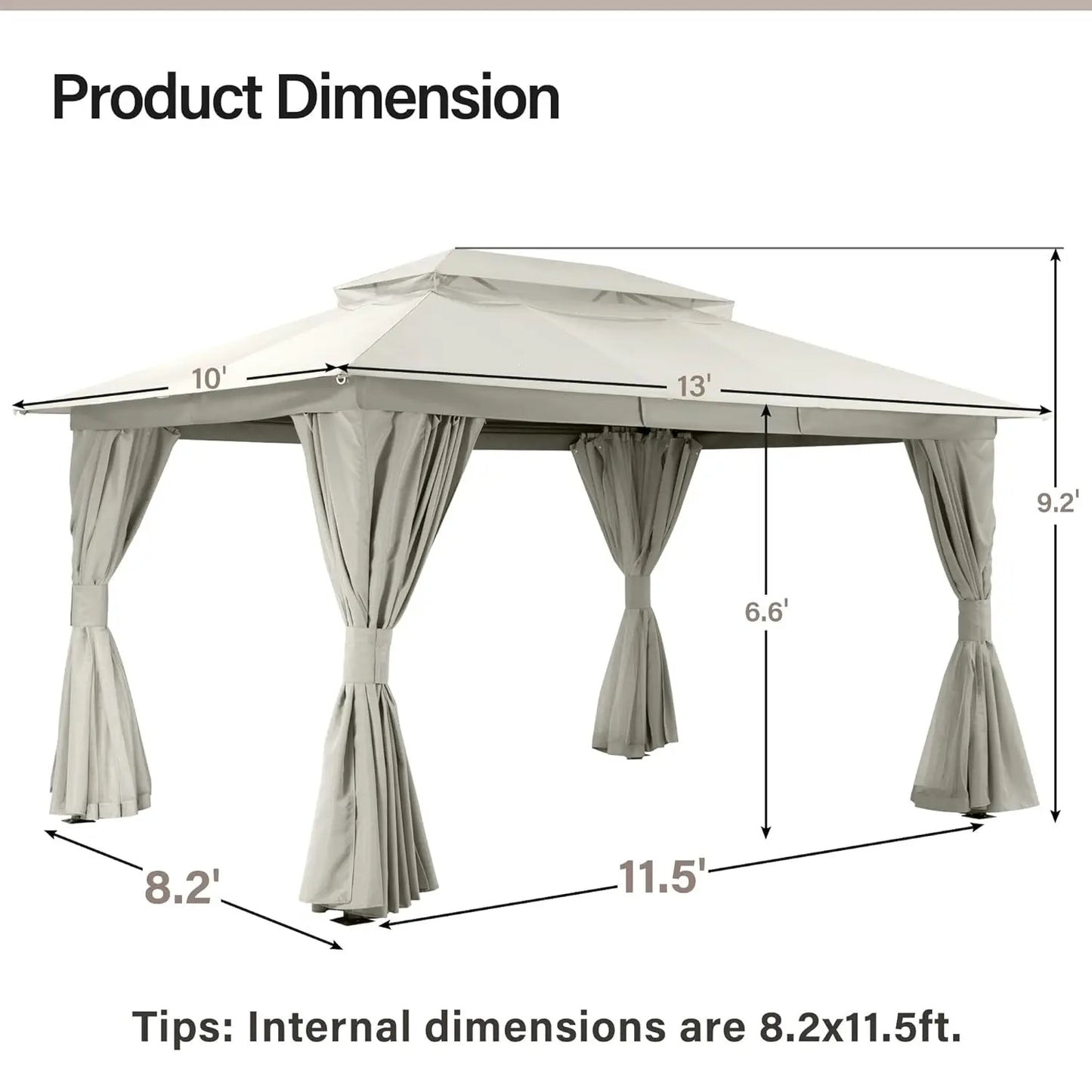 MOYU Outdoor Patio Gazebo Heavy Duty Party Tent With Mosquito Netting
