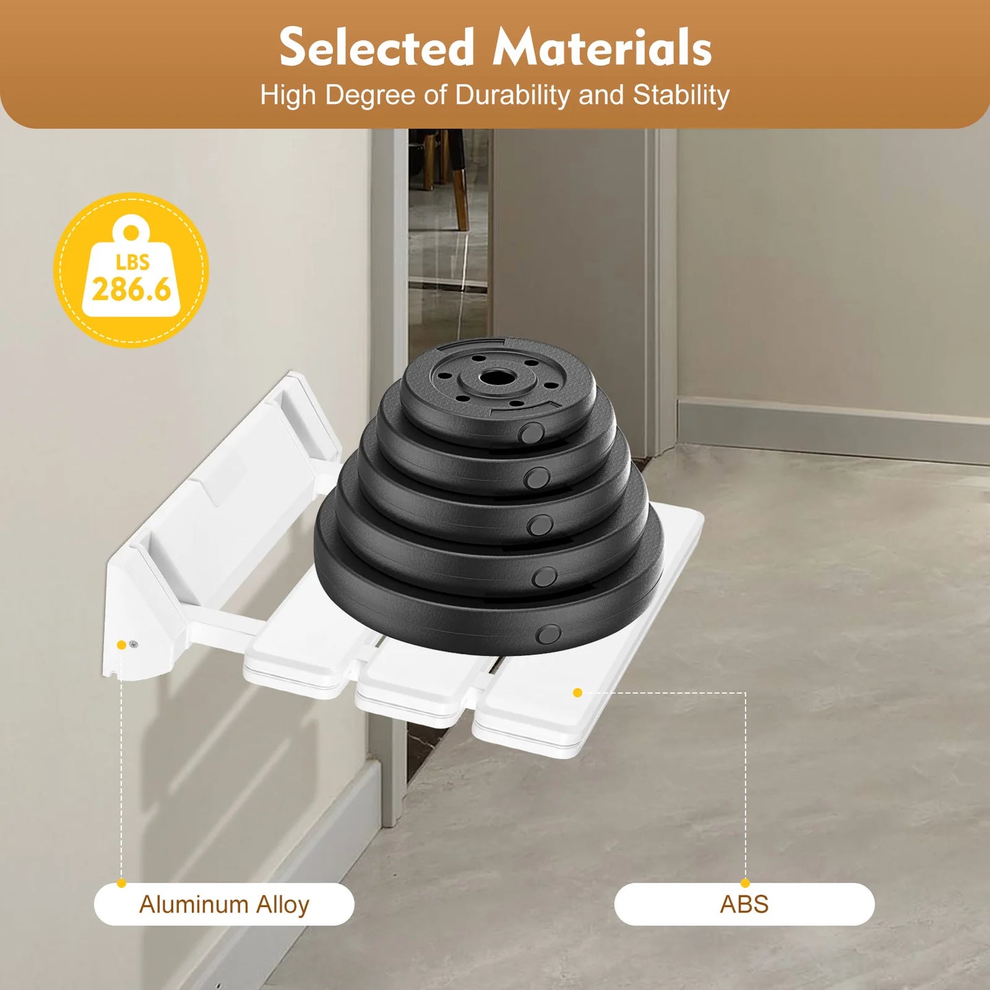 90 Degree Folding Shower Seat Wall Mounted Waterproof Bench Aluminum Alloy