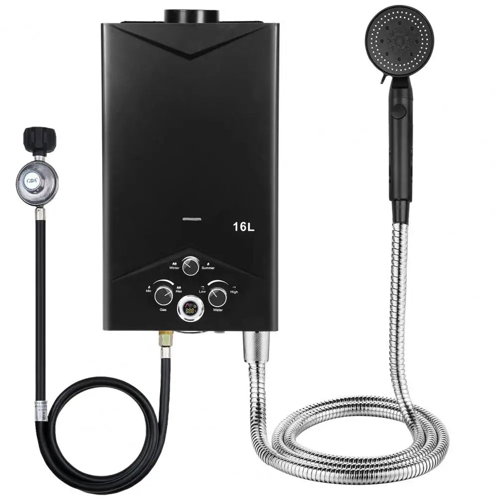 Outdoor Portable Gas Hot Water Heaters Tankless Water Heaters 4.21GPM 16L Fast Constant Temperature Water Heaters with Digital