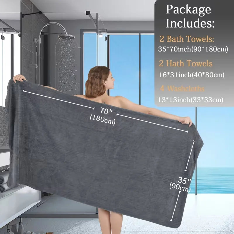 Belista Bath Towels Set 100 Percent Polyester Absorbent Machine Washable
