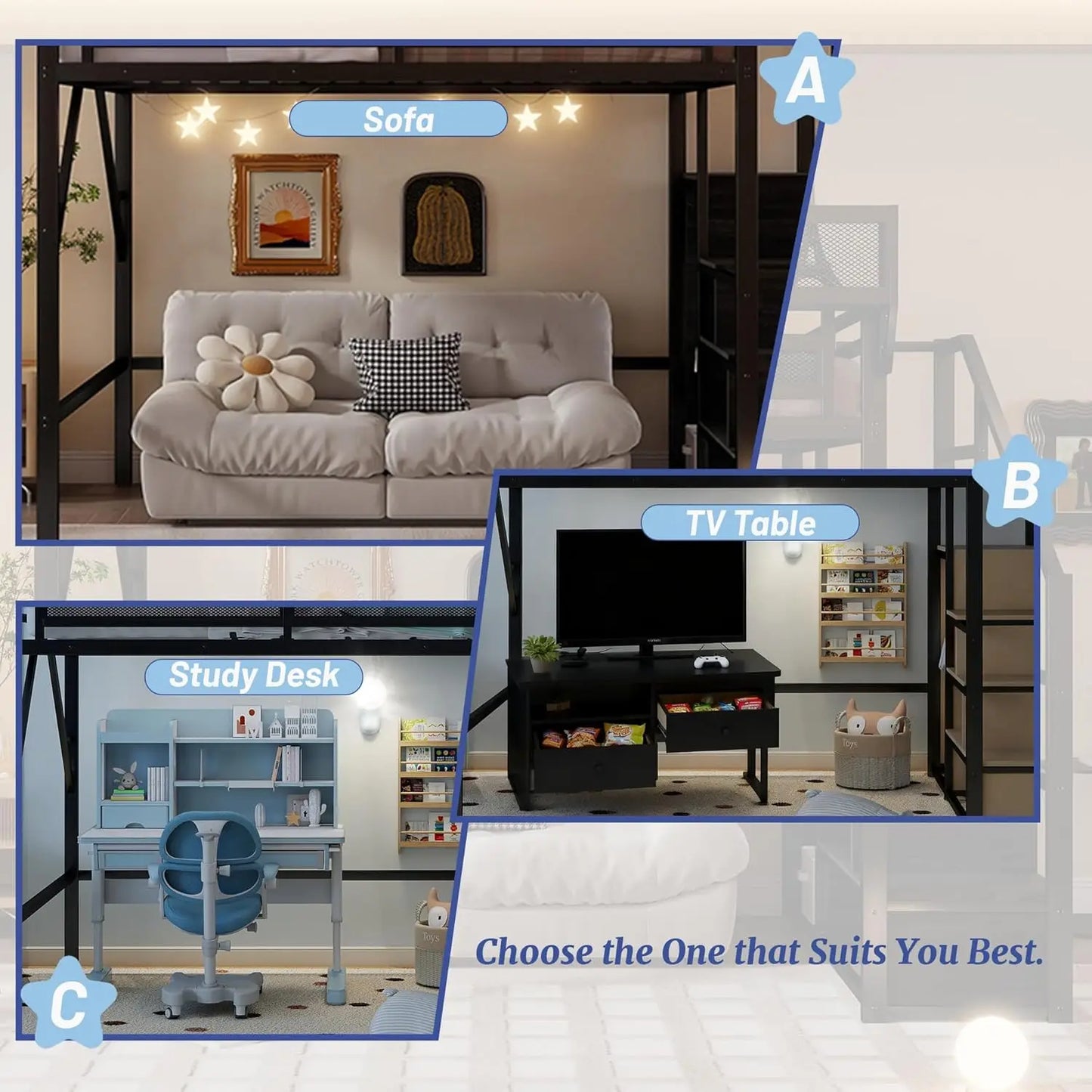 Loft Bed Frame For Adults With Stairs And Wardrobe