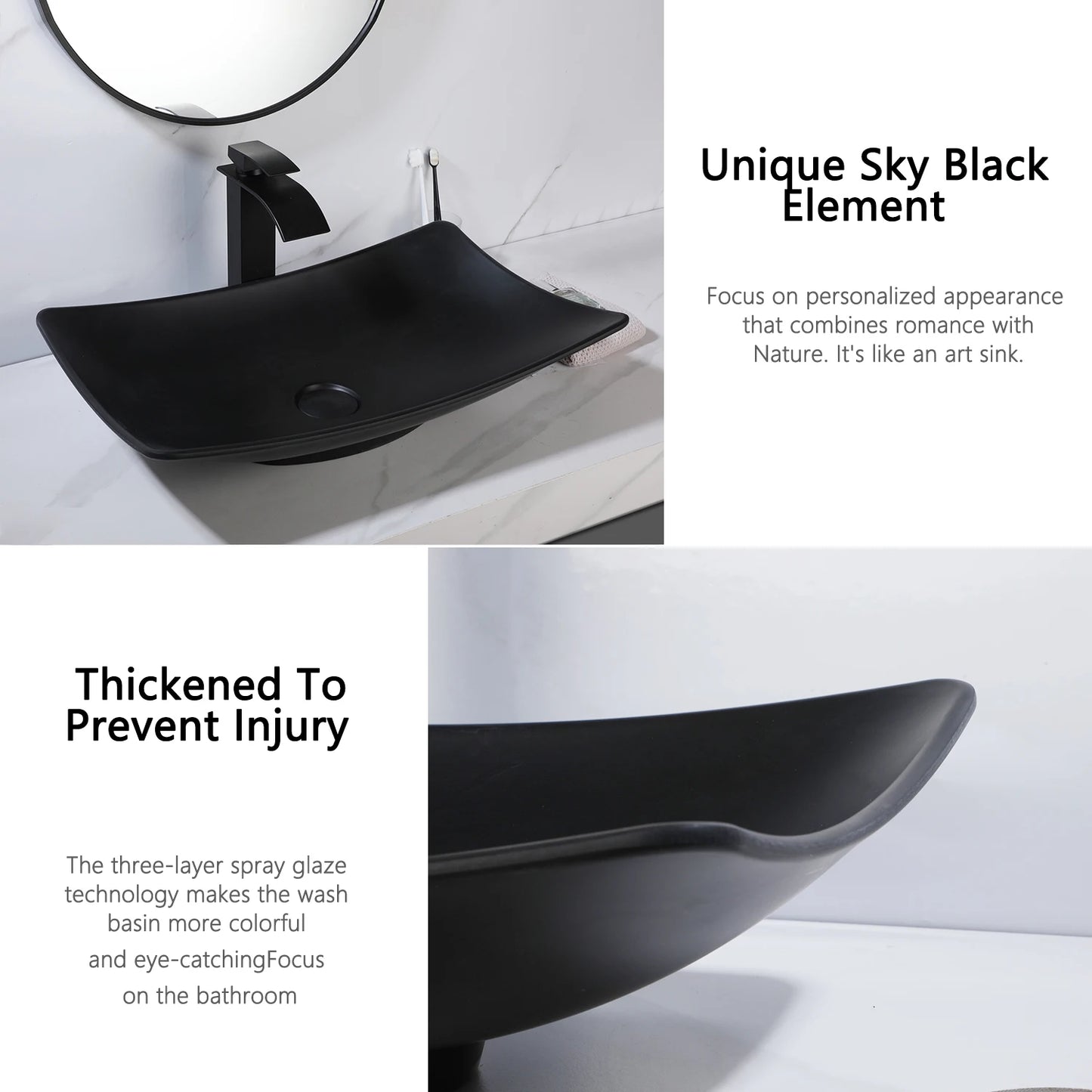 SINLAKU Oval Vessel Sink Basin With Faucet Combo Kit