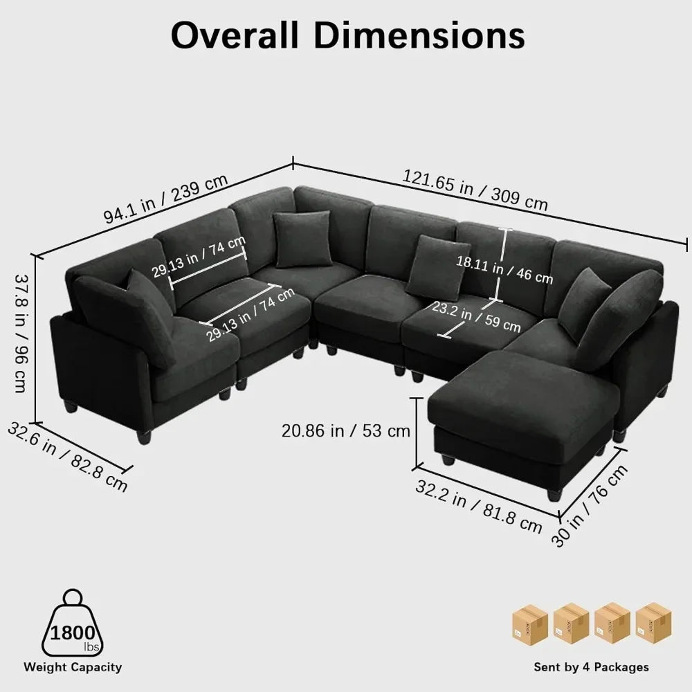 Guangbai Cloud Sofa Modular Sectional With Movable Ottoman