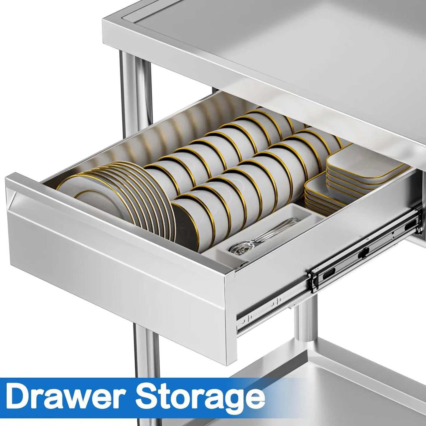 Stainless Steel Utility Sink With Drawers Single Bowl Commercial Kitchen