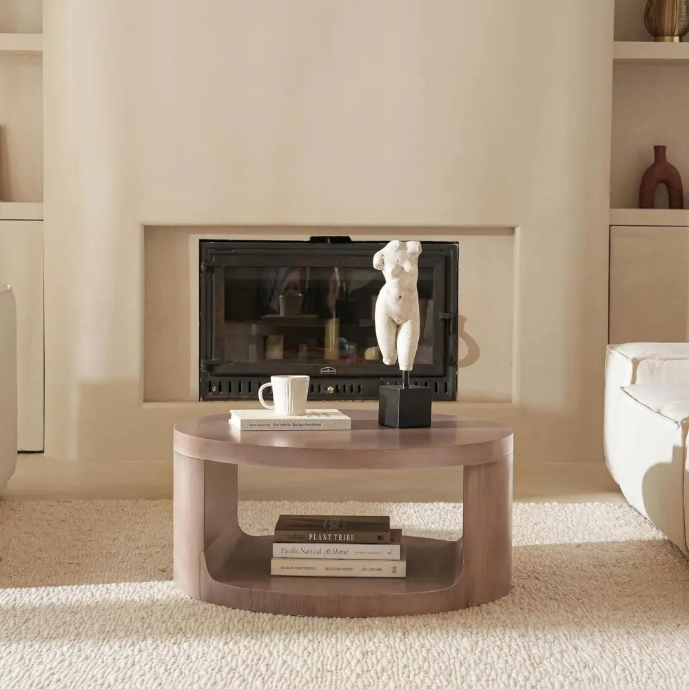 Coffee Table With Storage Two Tier Circle Wood Center Tables