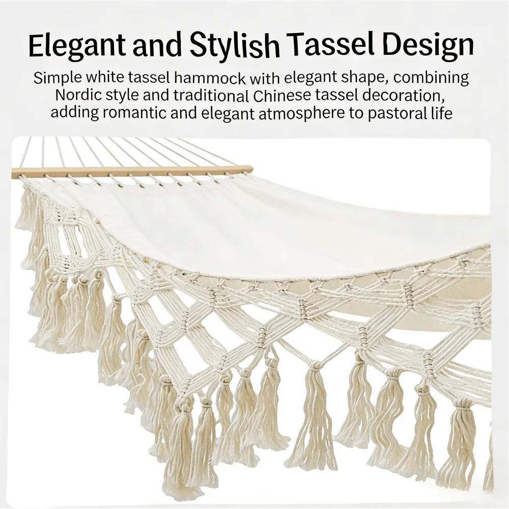 Outdoor Tassel Hammock Chair For Camping Thick Canvas Swing