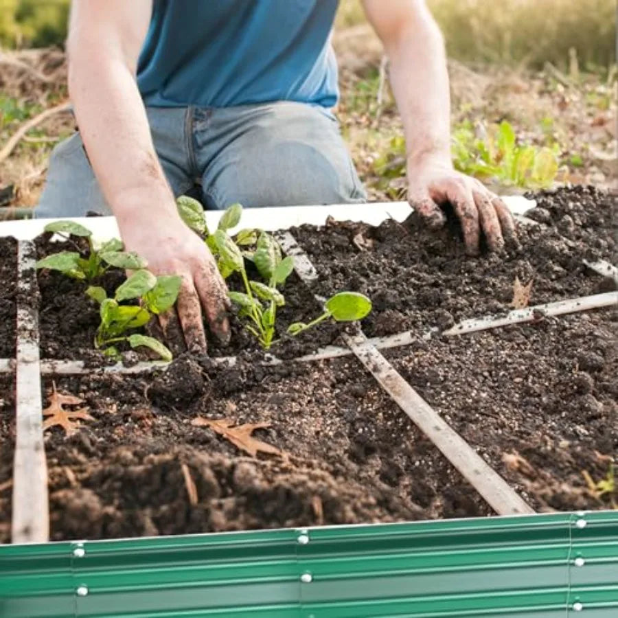 OLOEY Galvanized Raised Garden Bed Outdoor Planter Box