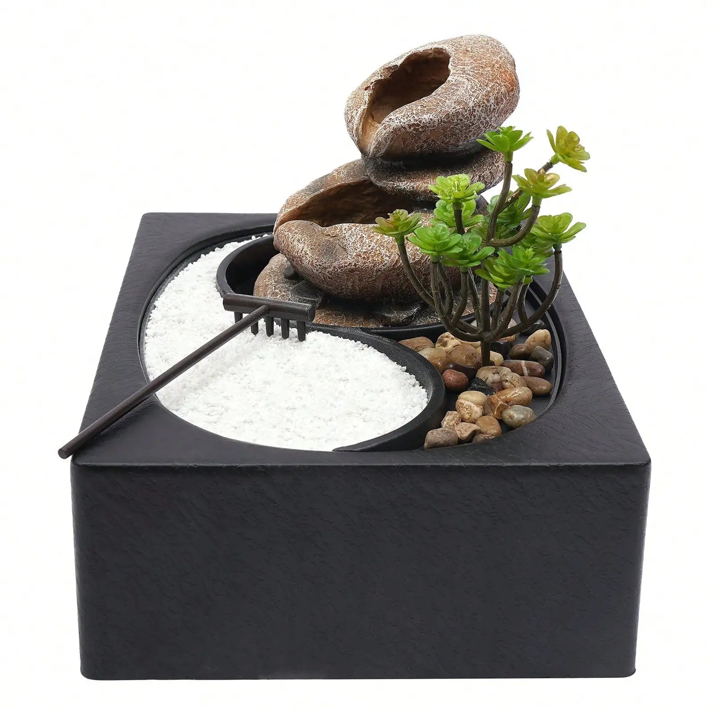 Resin Rockery Tabletop Water Fountain With LED Light For Zen