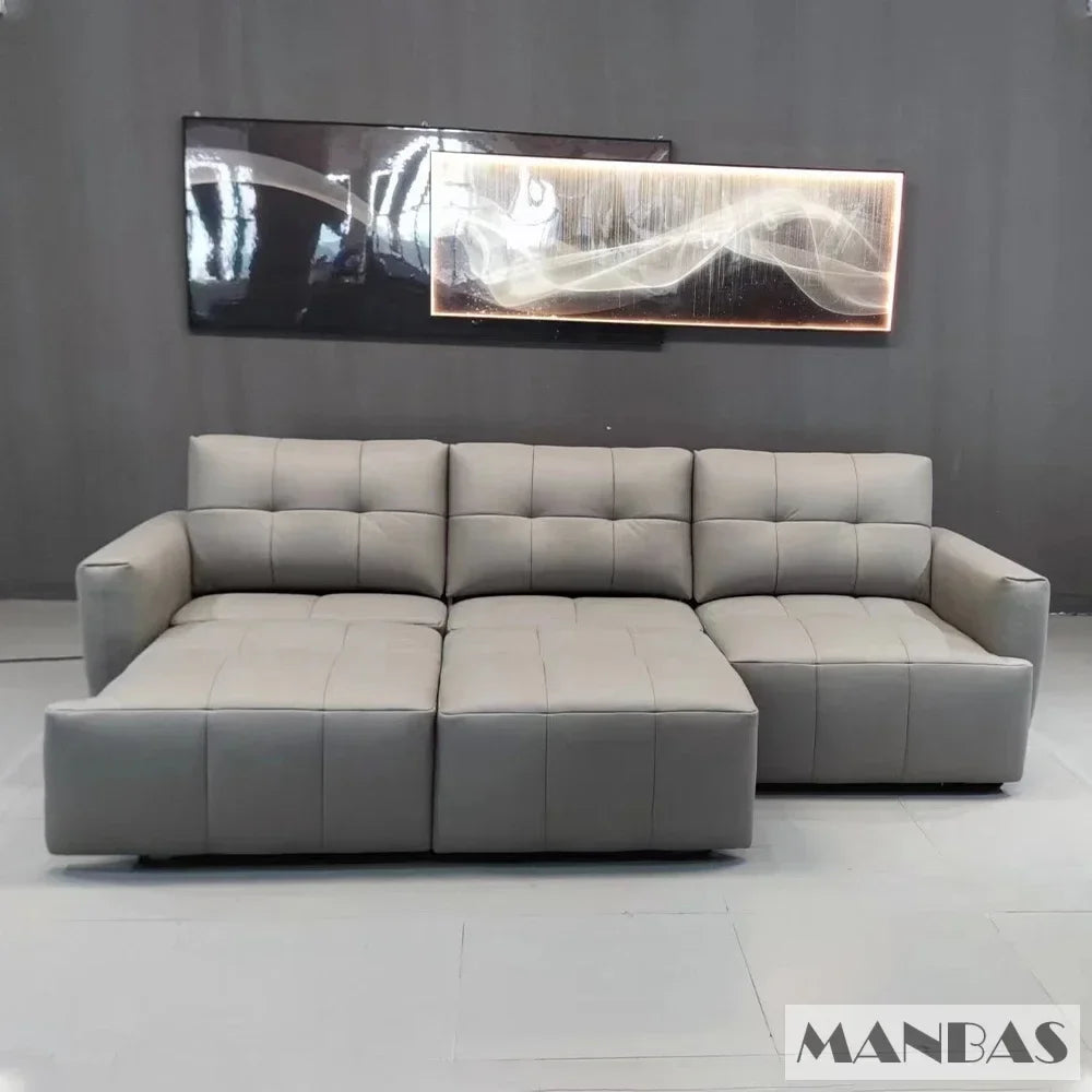Linlamlim Electric Convertible Sofa Bed Italian Genuine Leather Sleeper Couch