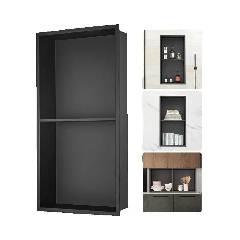 SucceBuy 304 Stainless Steel Wall Shower Niche With Double Shelves