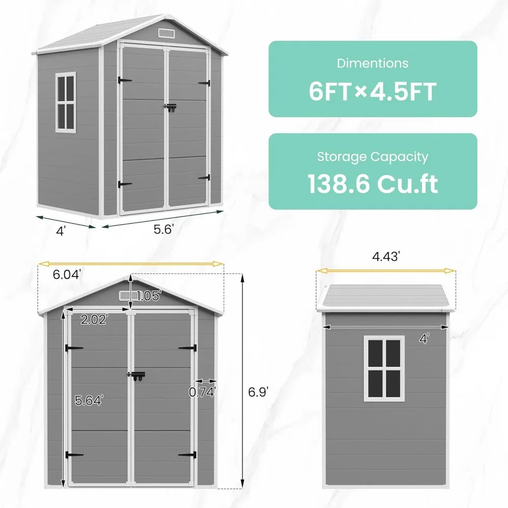 XIAOLANG Outdoor Resin Storage Shed - Lockable Plastic Garden Shed