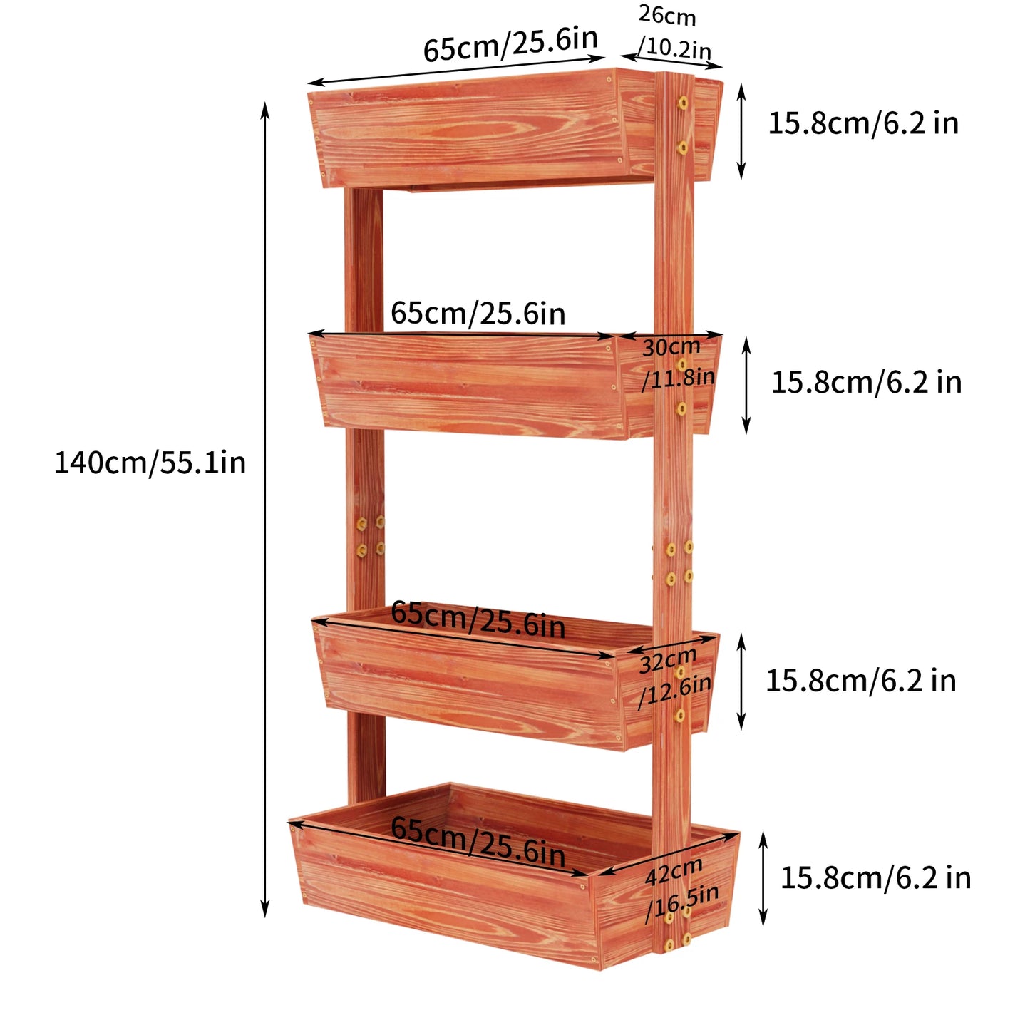 Four Tier Raised Garden Bed With Solid Wood Planter Box