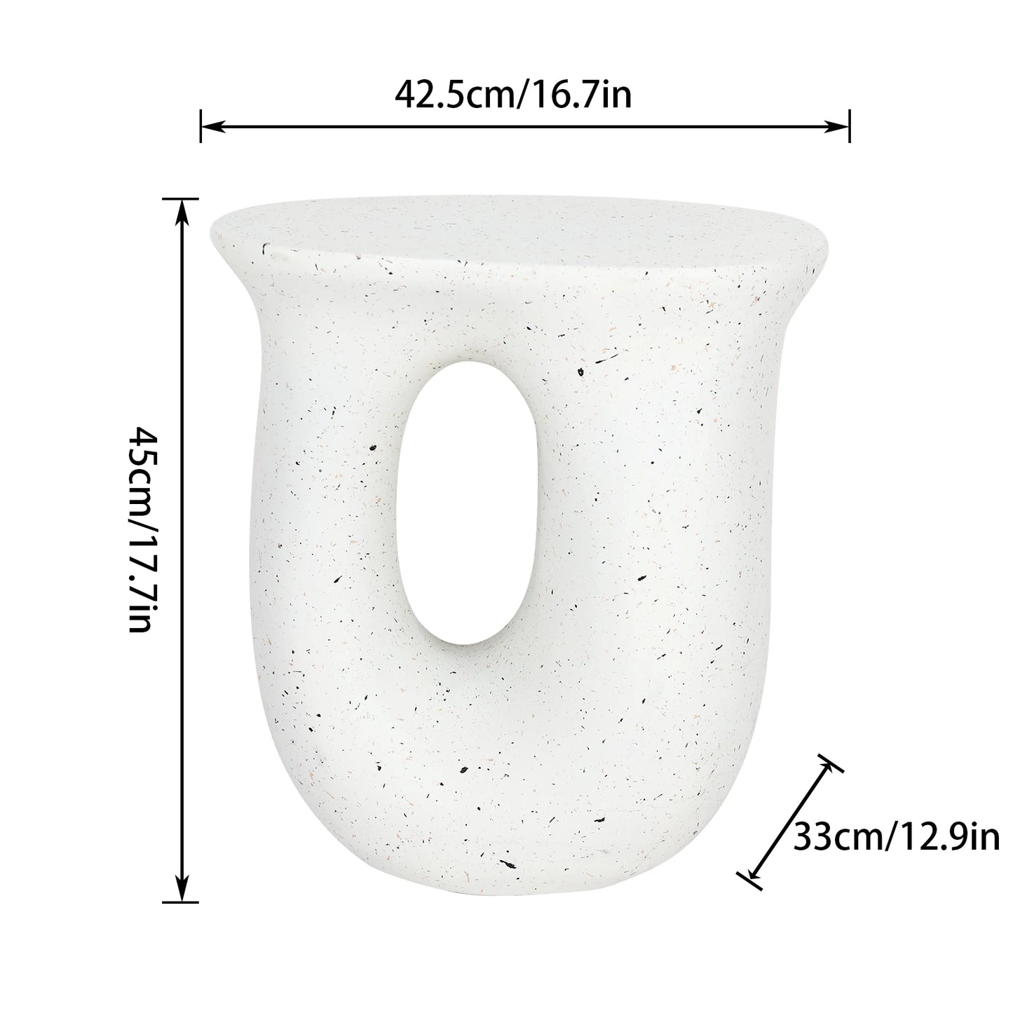 U Shaped Geometric End Table Modern Concrete Nightstand