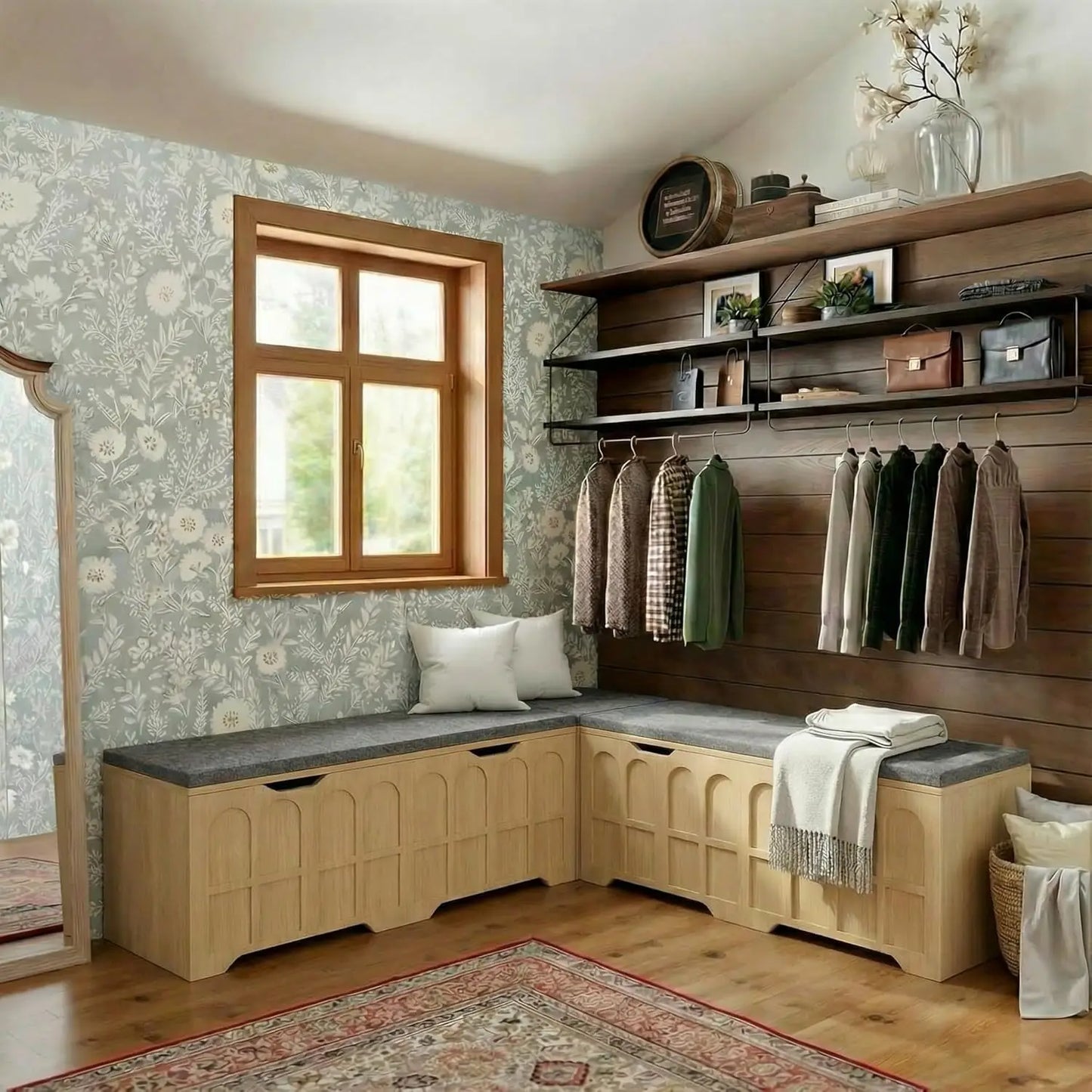 L Shaped Bench With Cushion Arched Doors Breakfast Nook Benches